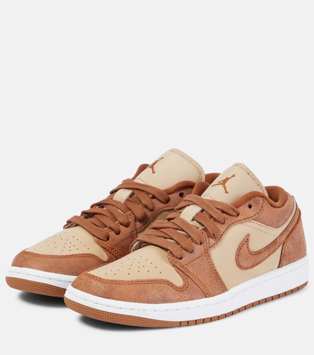 Nike - Air Jordan 1 Low suede-trimmed leather sneakers