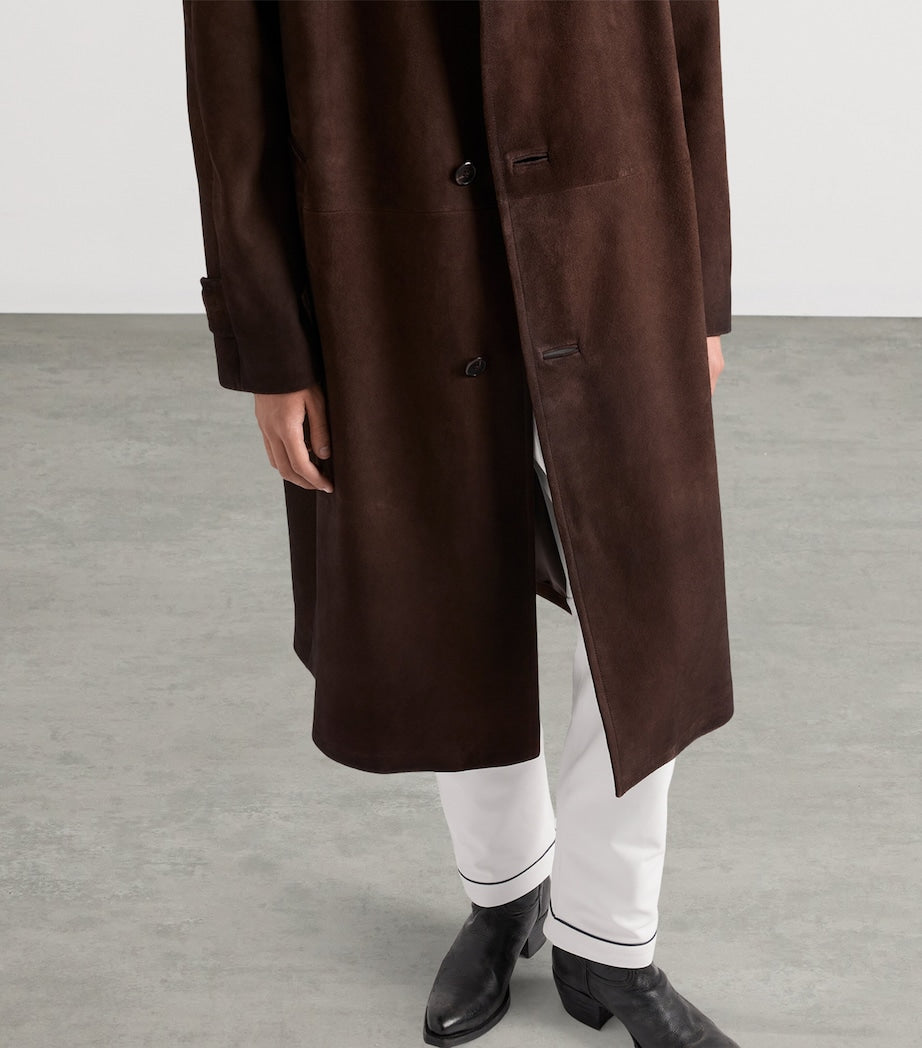 Brown Suede Trench Coat