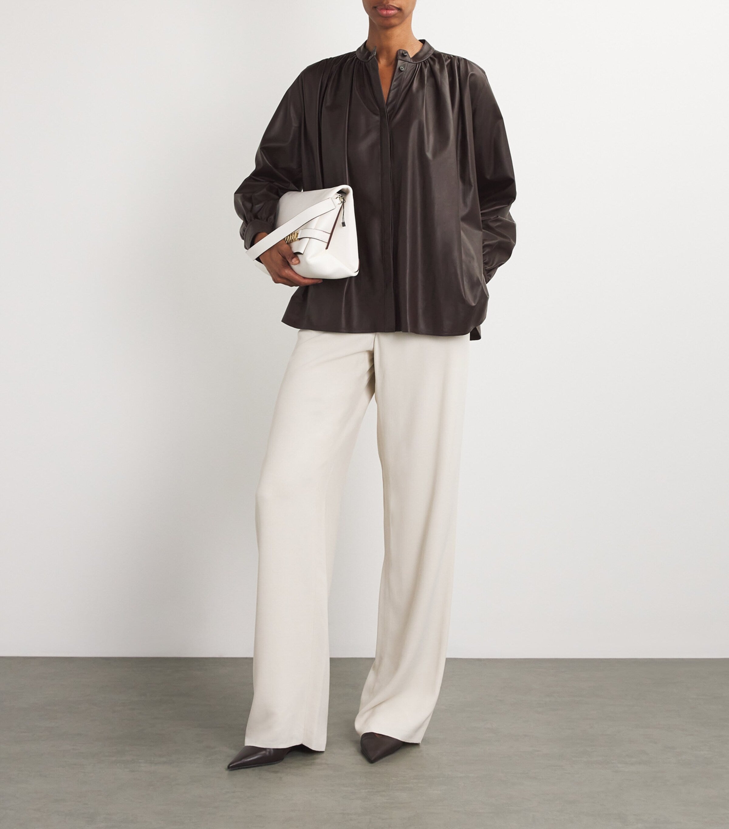 Yves Salomon Beige Leather Blouse