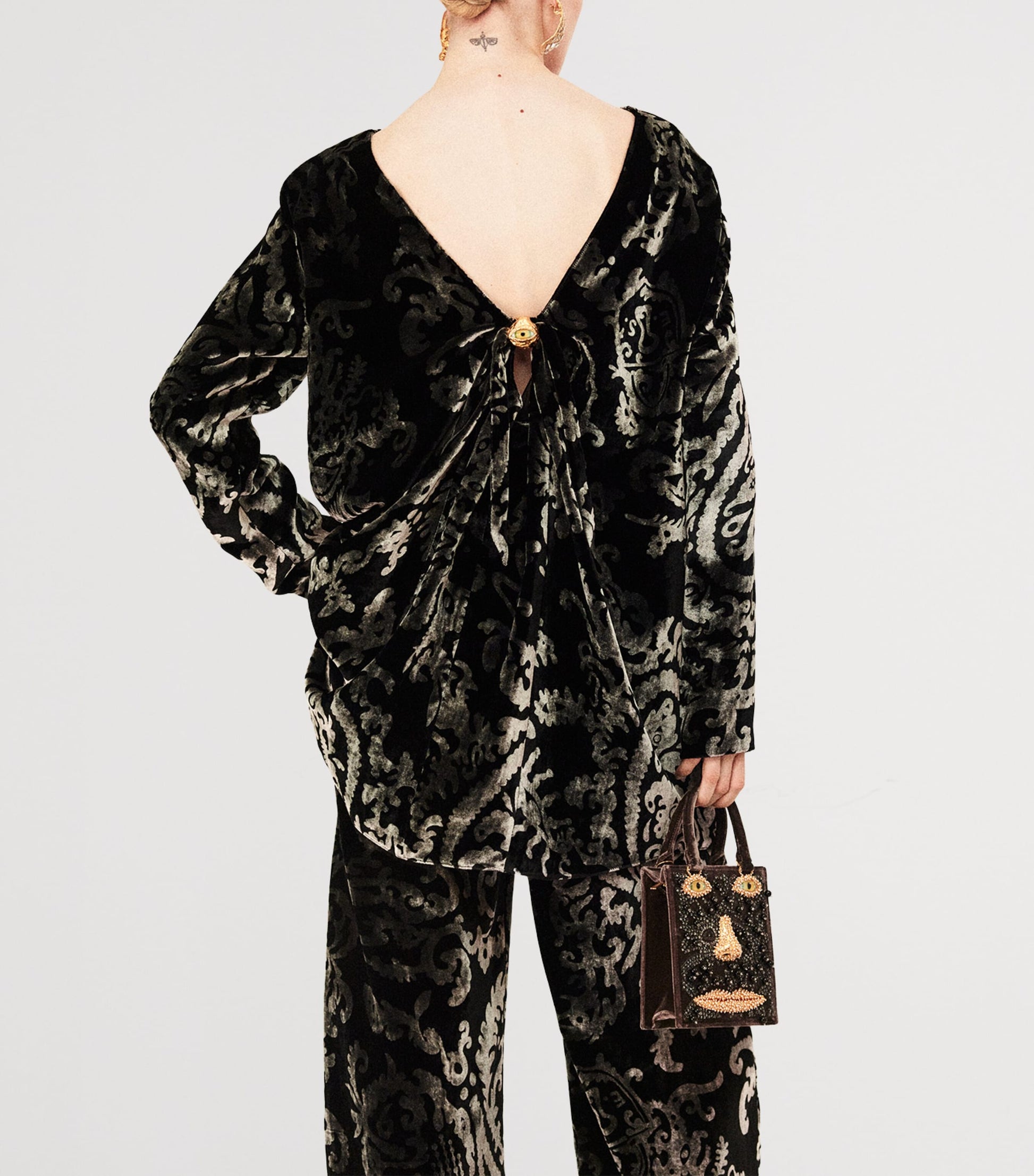 Mini Velvet Face Top-Handle Bag