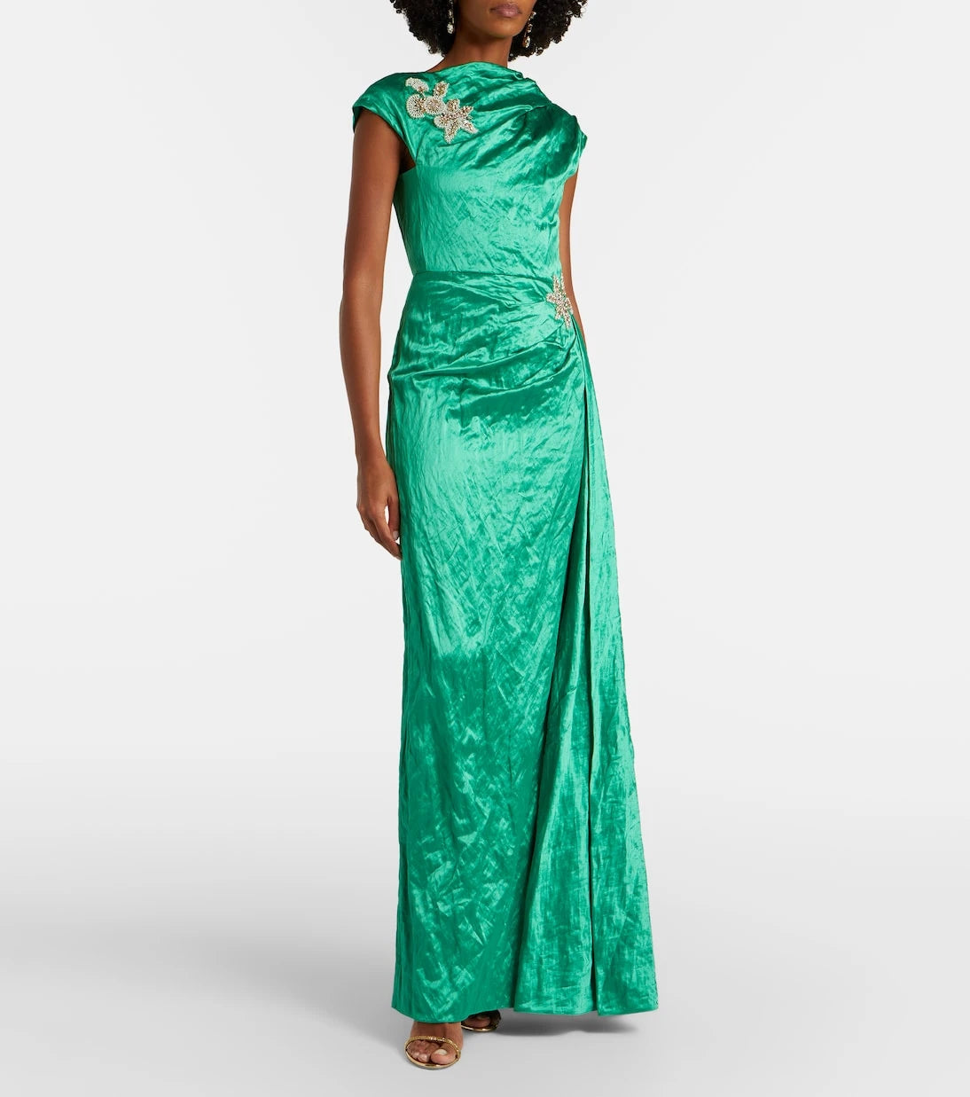 Erdem - Draped embellished satin gown