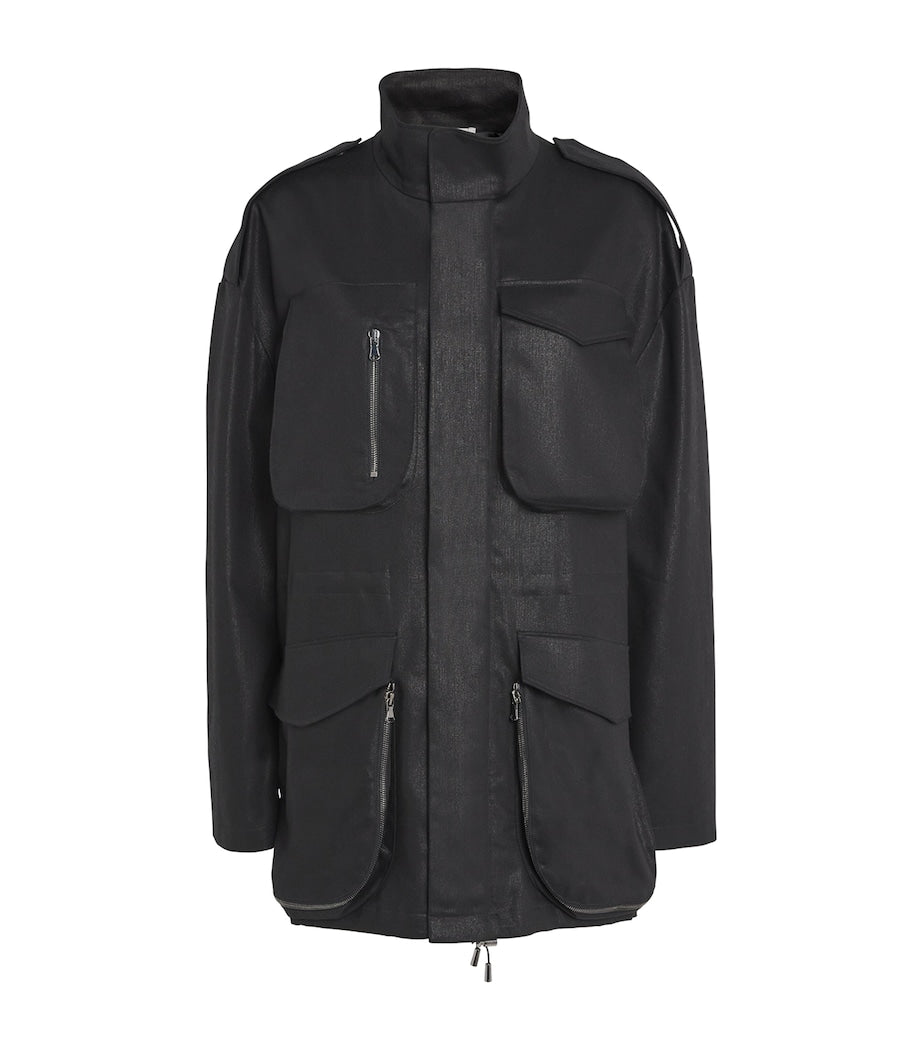 Nensi Dojaka Black Shimmer Meryl Parka