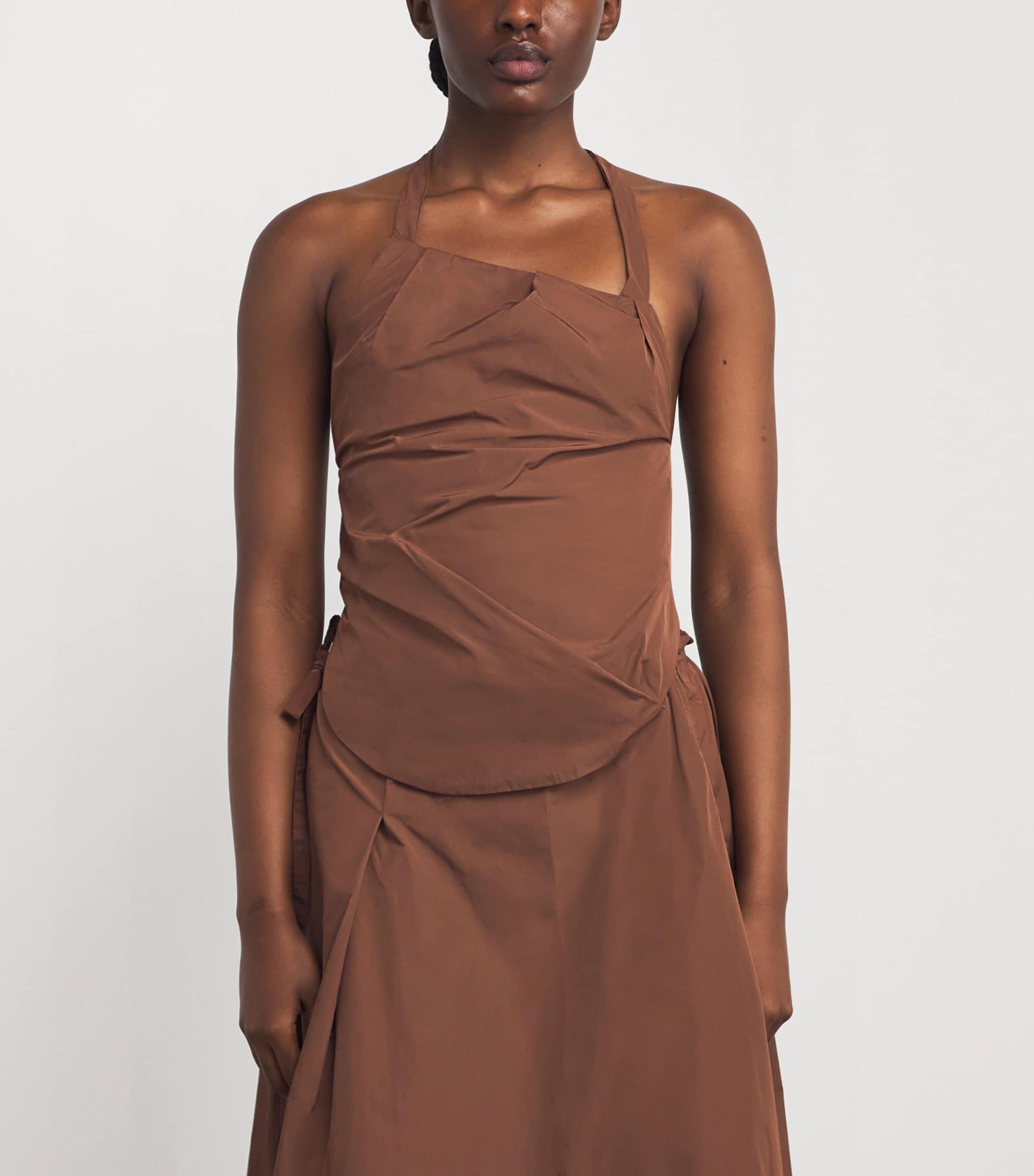 Nadine Mos Brown Draped Bib Top