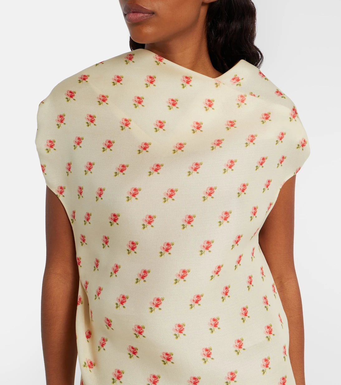 Khaite - Floral draped silk minidress