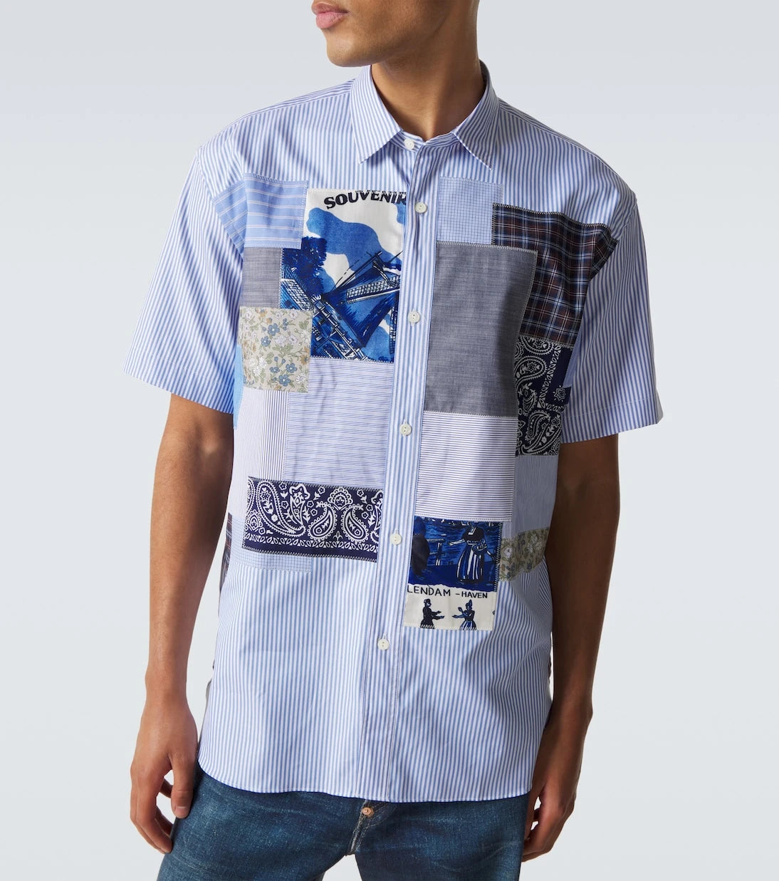 Junya Watanabe - Patchwork striped cotton shirt