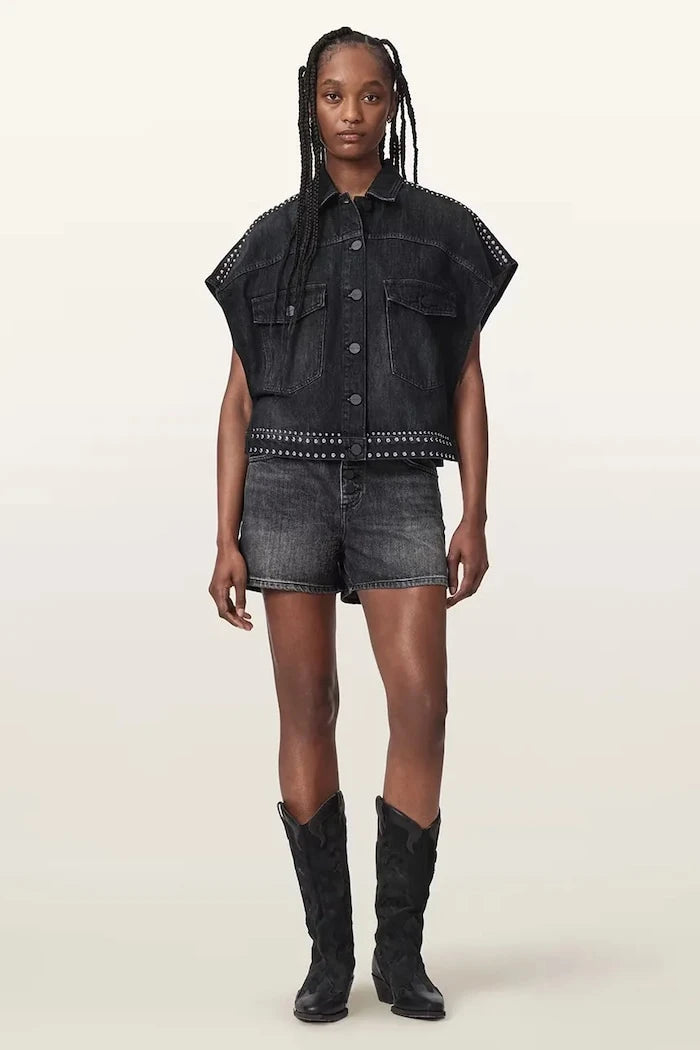 AllSaints риза дамска от деним ALBA