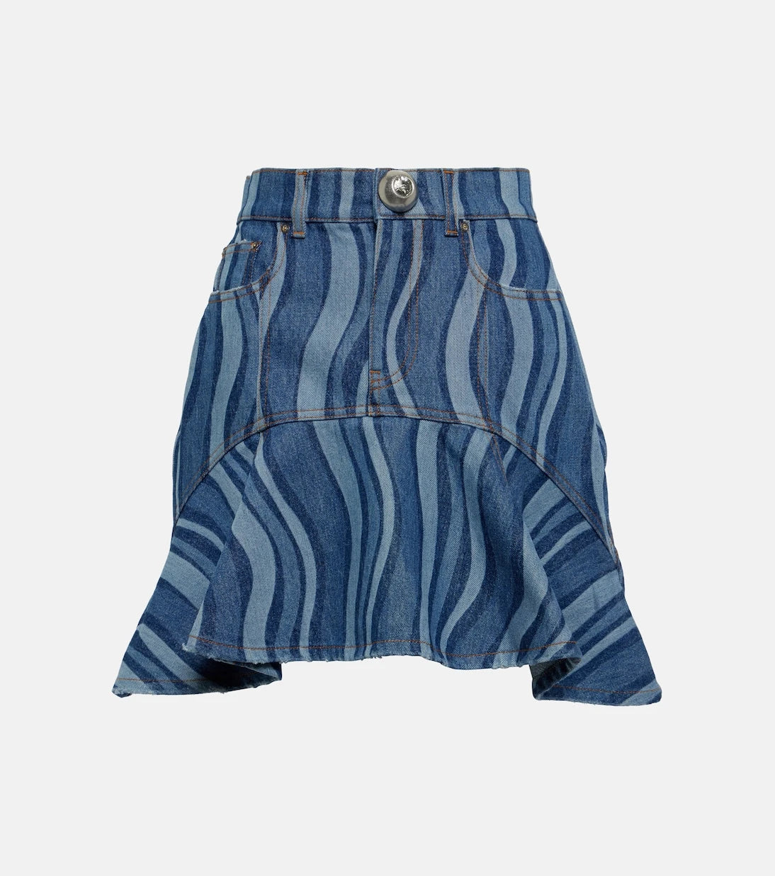 Alan - Sunray fırfırlı denim mini etek