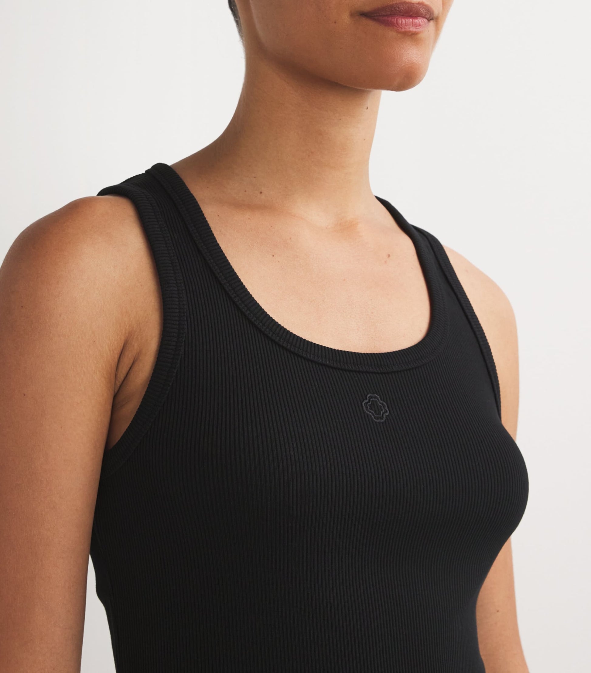 Maje Black Stretch-Cotton Rib-Knit Tank Top