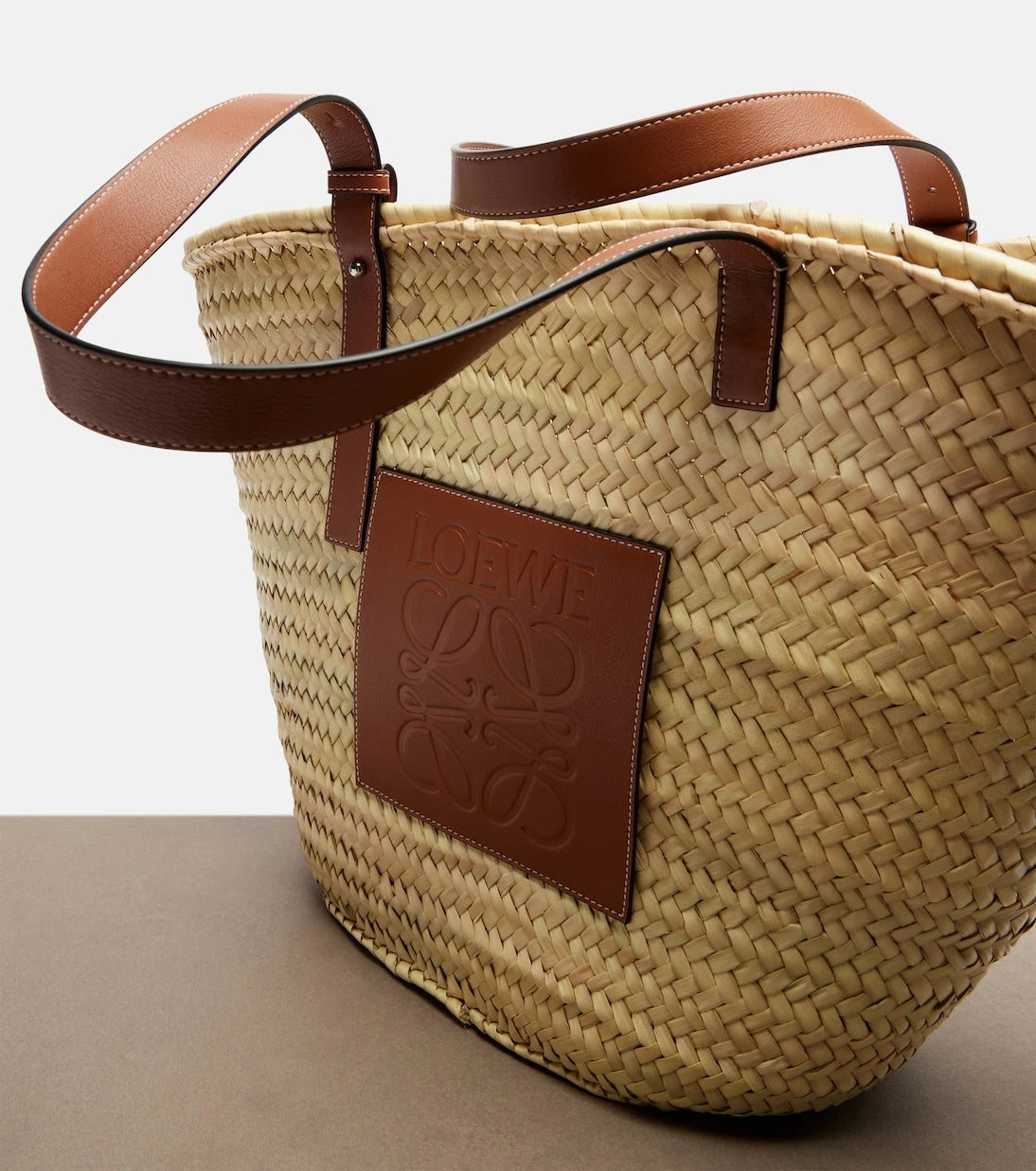 Loewe - Large leather-trimmed basket tote