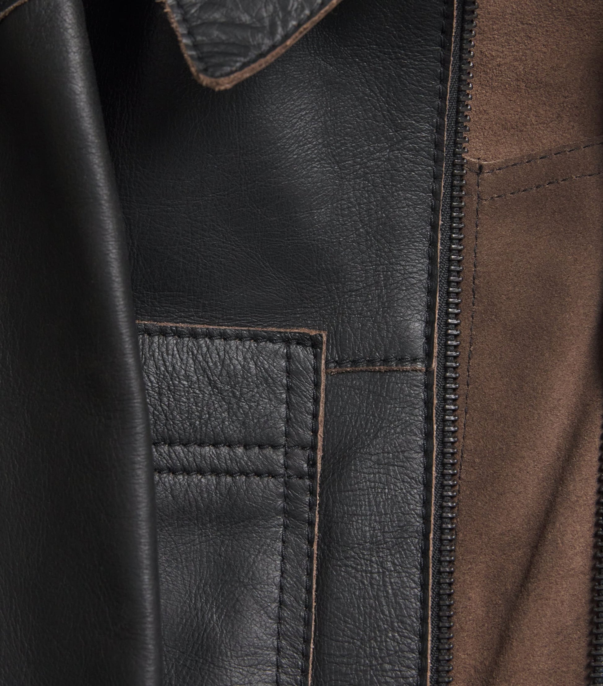 Black Contrast Stitch Leather Jacket