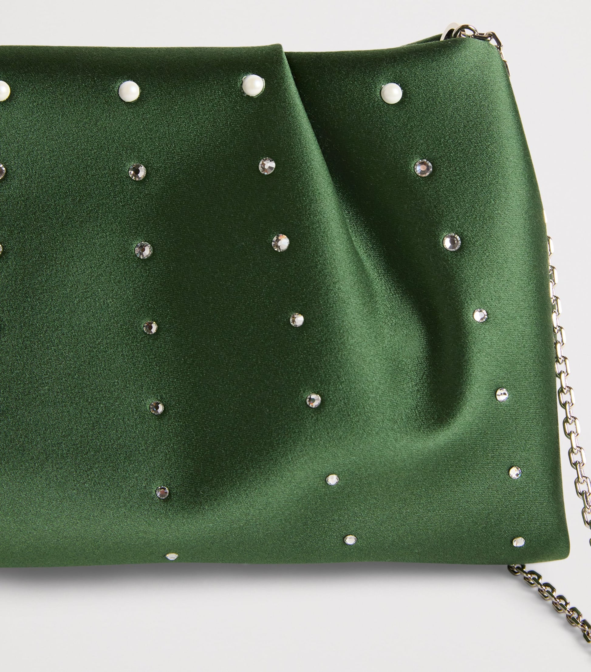 Malone Souliers Green Satin Embellished Vittoria Clutch Bag