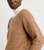 Beige Camel Wool-Silk Bouclé Oversized Sweater