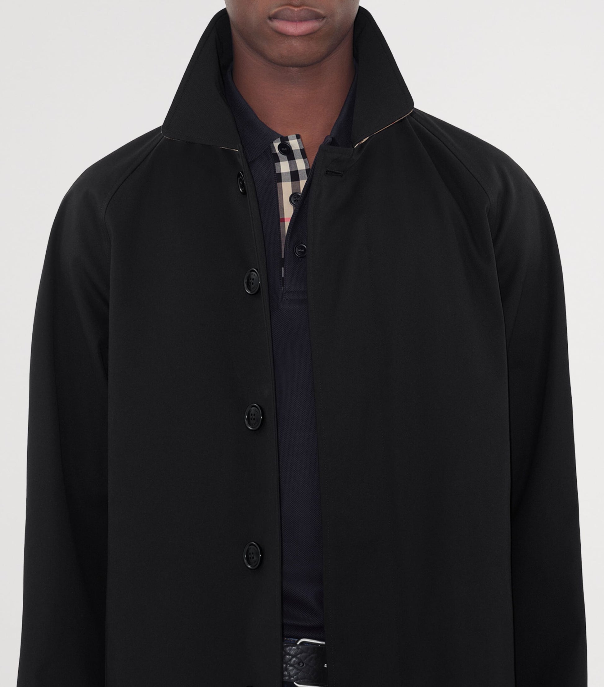 Burberry Black Cotton Camden Heritage Mid-Length Car Coat