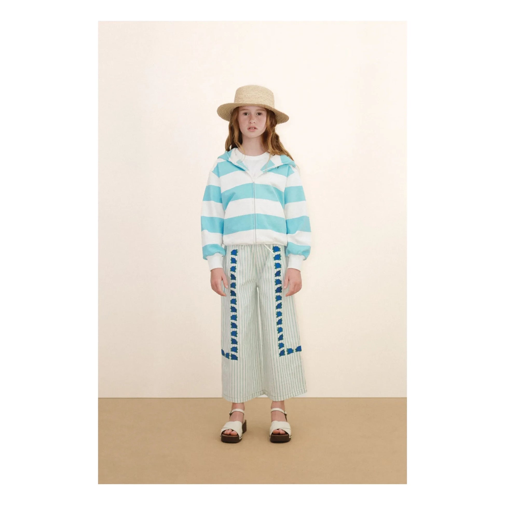 Tinycottons - Striped Organic Cotton Hoodie | Light blue