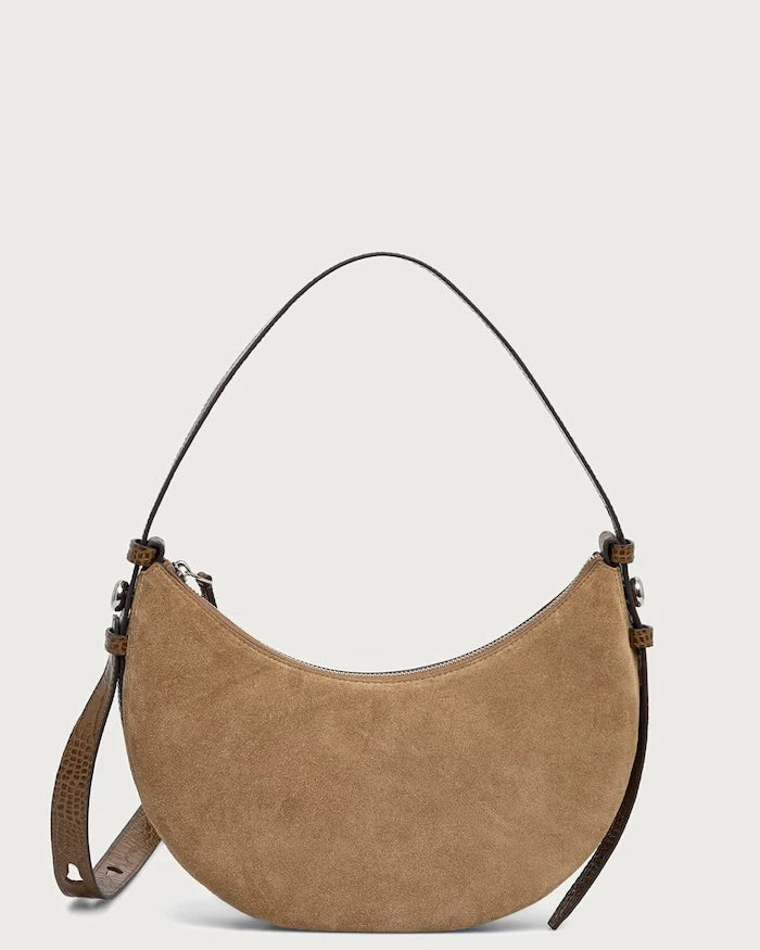 Tory Burch Romy Half Moon süet kadın crossbody çanta