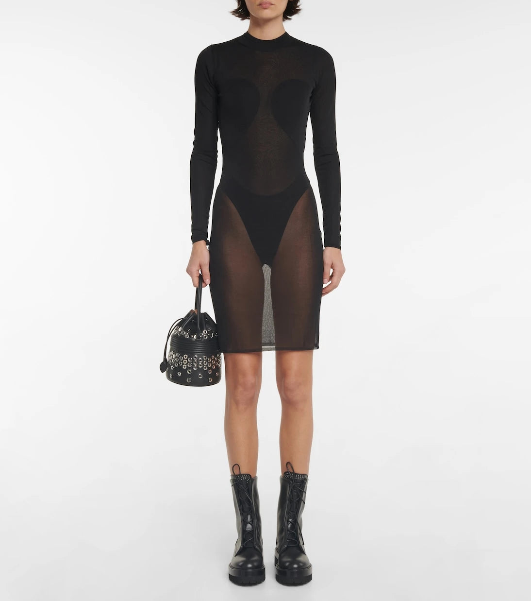 Alaïa - فستان قصير شفاف من الفوال