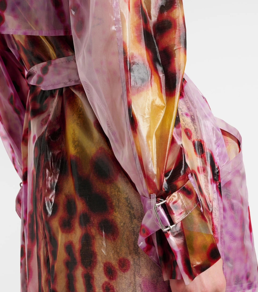 Dries Van Noten - معطف ترنش مطبوع بزرين مزدوجين
