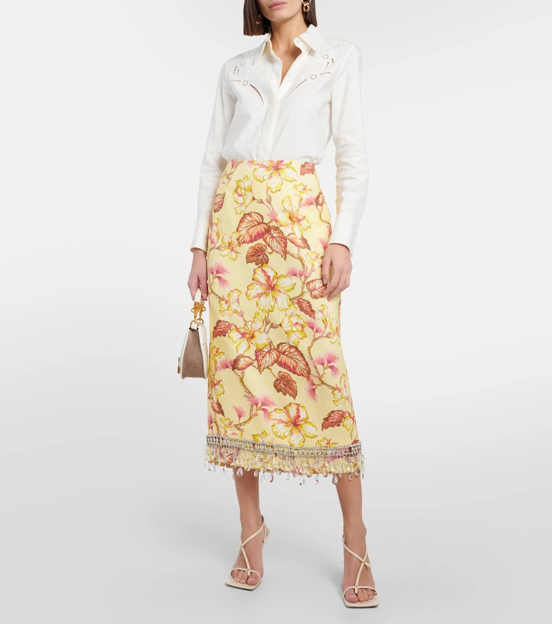 Zimmermann - Matchmaker embellished linen midi skirt