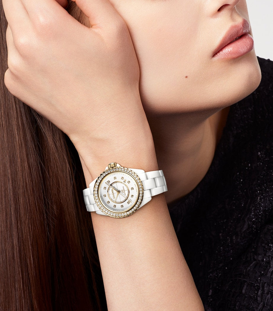 CHANEL Yellow Gold, Ceramic and Diamond J12 Calibre 12.1 Watch 38mm
