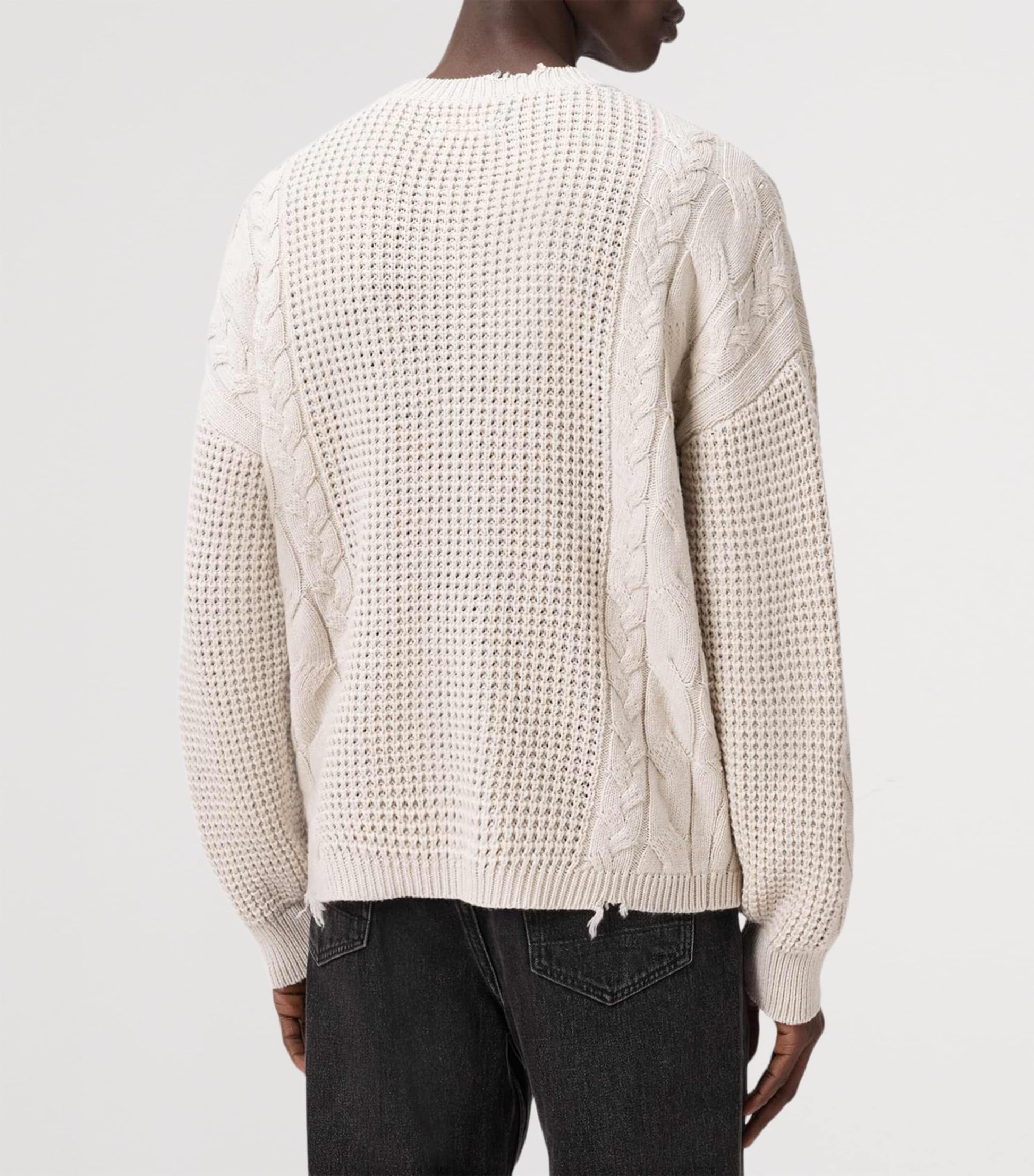 White Wool-Organic Cotton Tenter Sweater