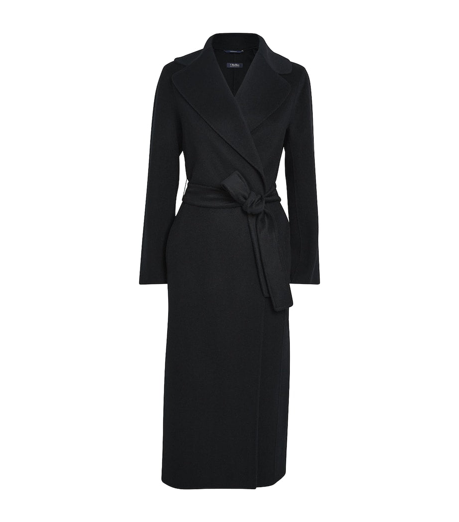 Max Mara Black Virgin Wool-Cashmere Wrap Coat