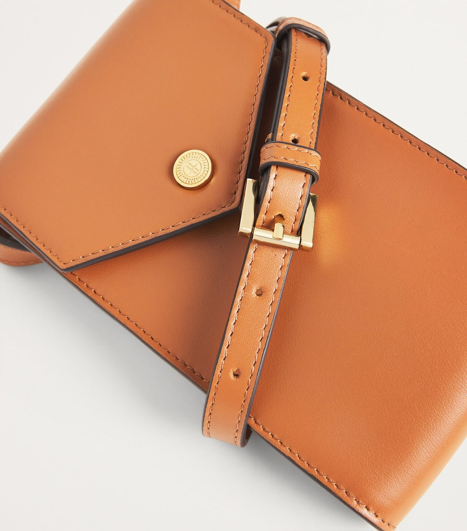 Tan Leather Phone Pouch Cross-Body Bag