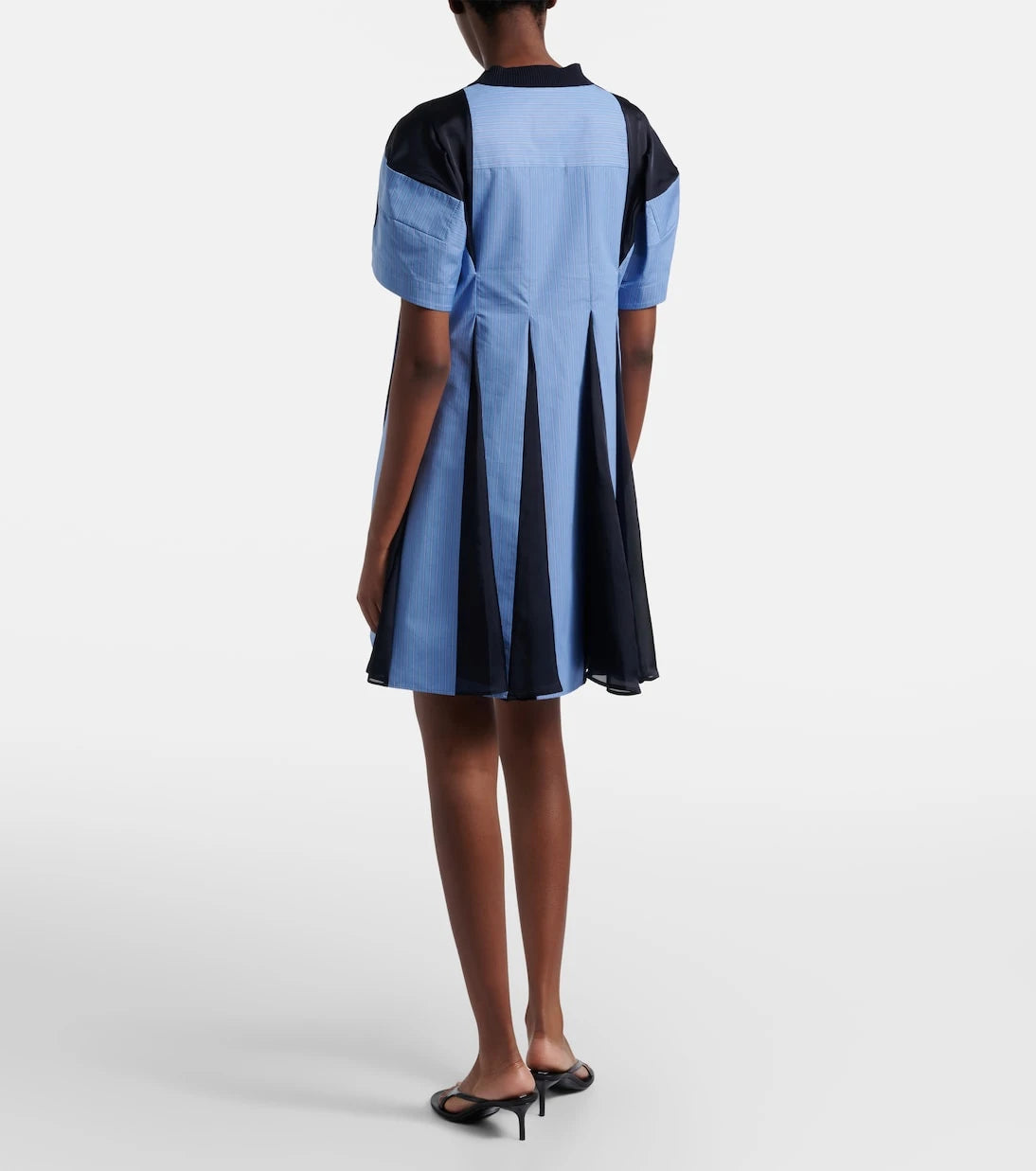 Sacai - Paneled cotton-blend minidress