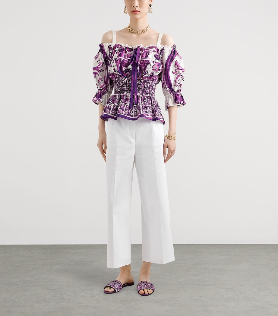 Multi Shirred Printed Top