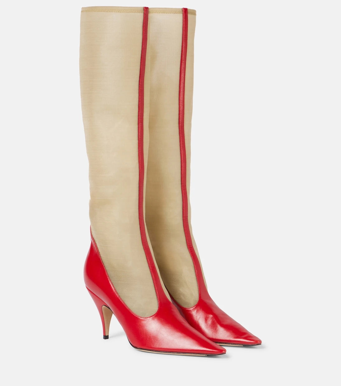 The Row - Mesh and leather knee-high boots