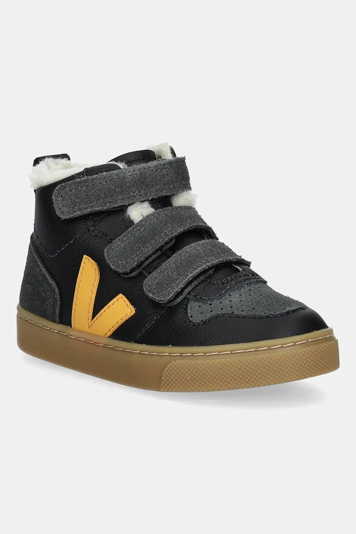 Veja Small V-10 Mid Winter Kids Leather Sneakers