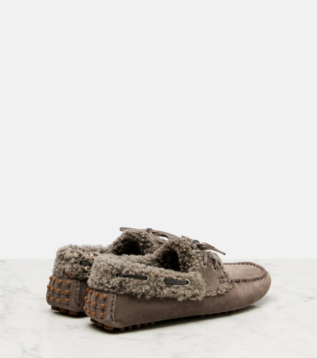 Brunello Cucinelli - Monili shearling-trimmed suede moccasins