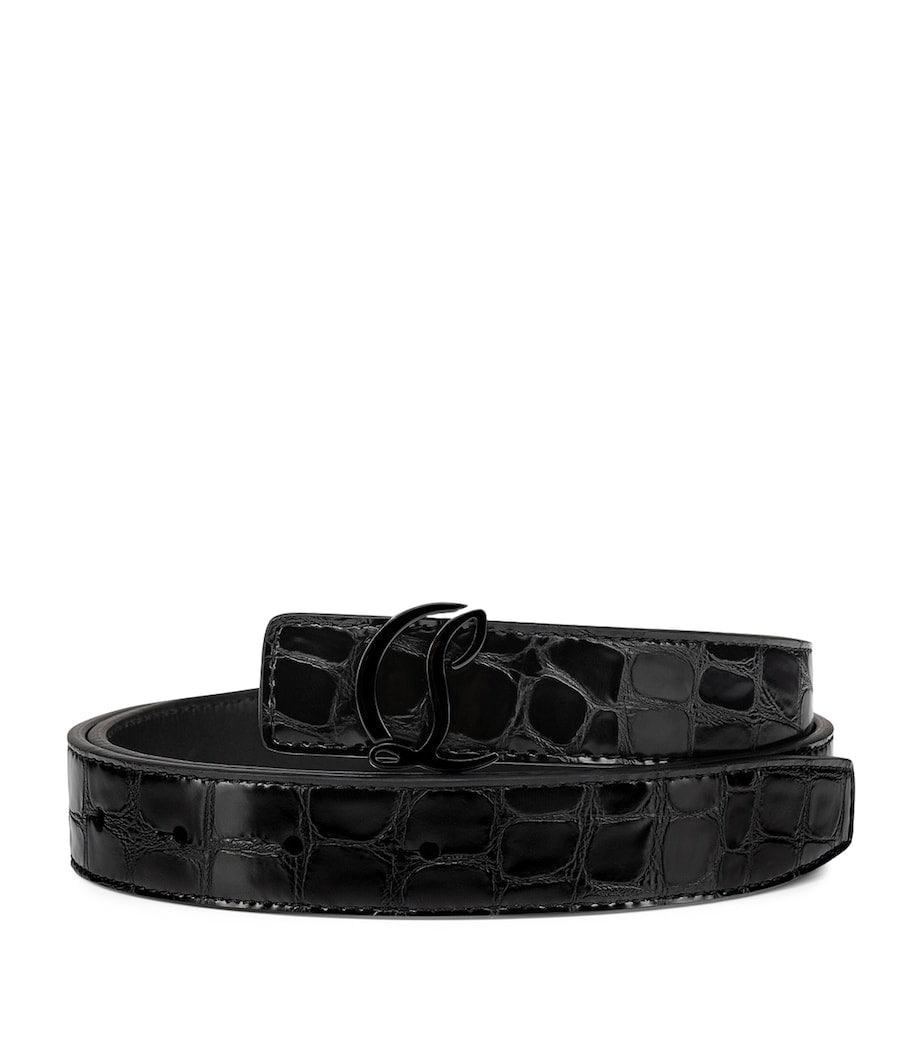 Black CL Logo Leather Belt