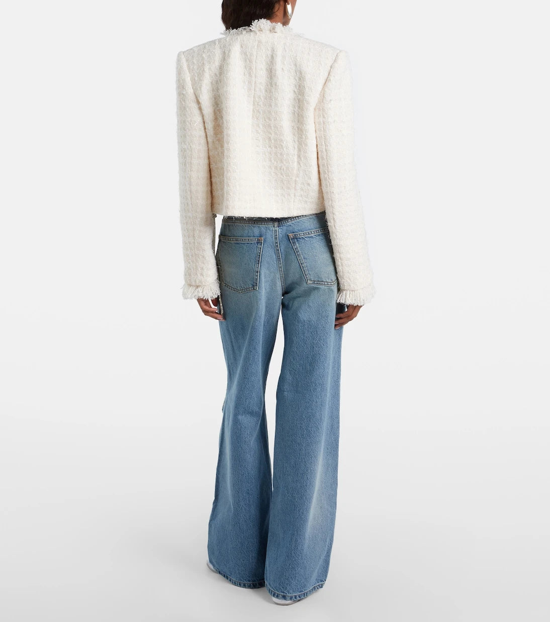 Area - Distressed embellished wide-leg jeans