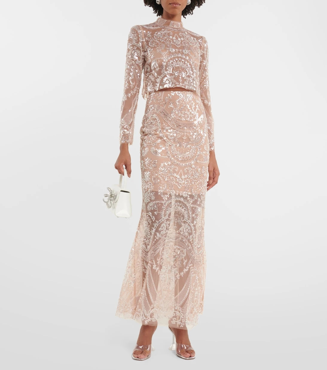 Self-Portrait - Embellished flared maxi skirt