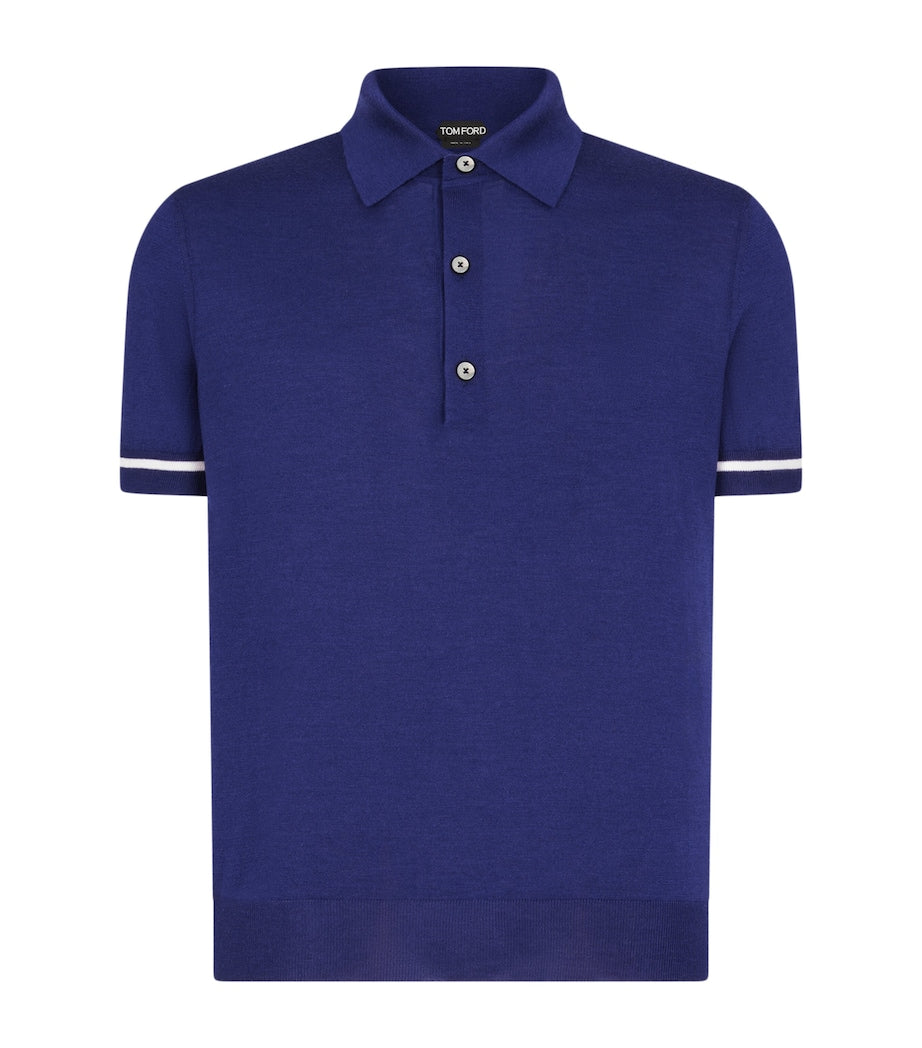 Blue Cashmere-Silk Polo Shirt