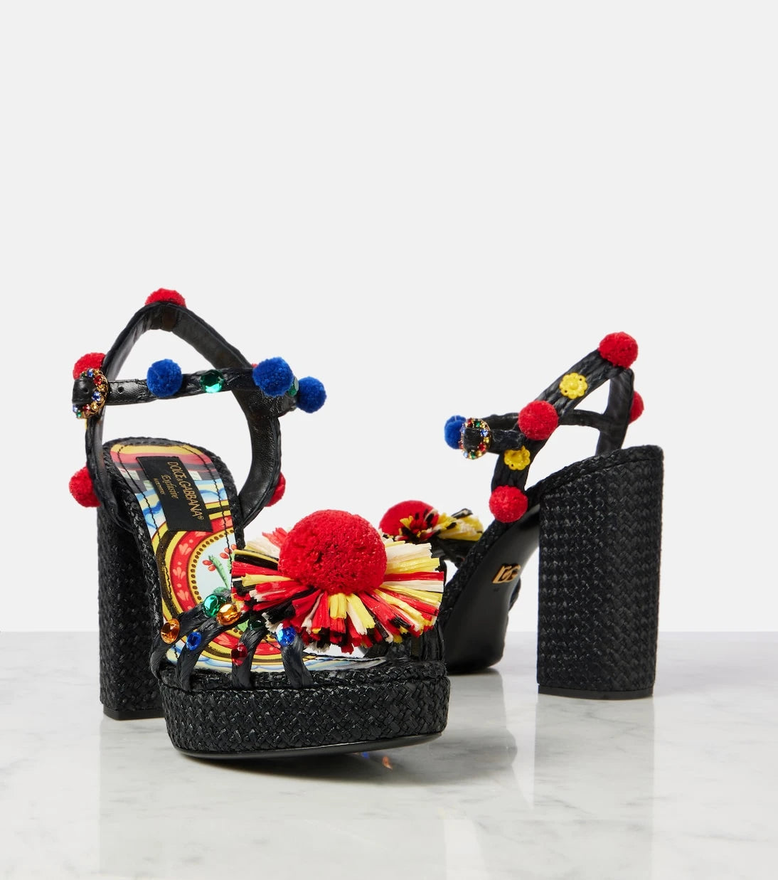 Dolce&Gabbana - 105 embellished raffia sandals