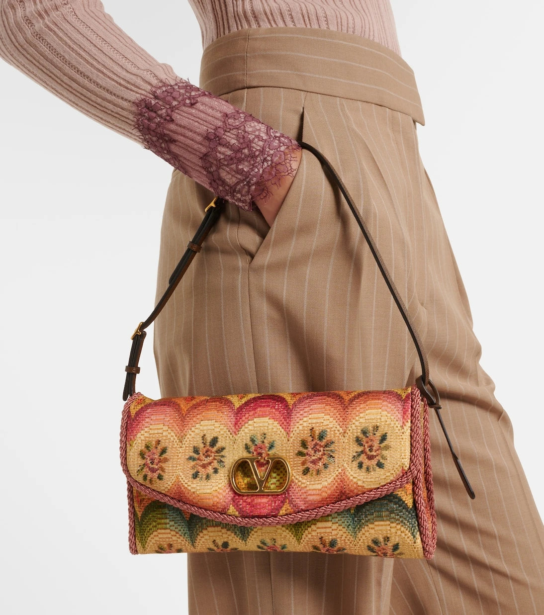 Valentino Garavani - DeVain Small floral jacquard shoulder bag