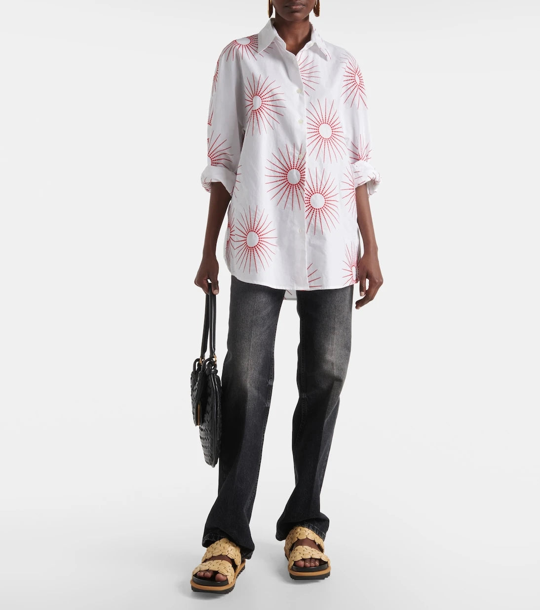 Dries Van Noten - Woven and raffia and leather slides