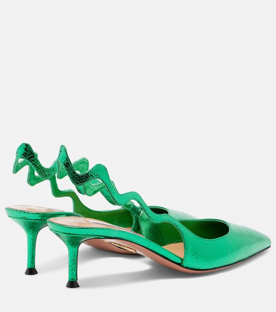 Aquazzura - حذاء أرتيست 50 بكعب راقص من الجلد المعدني