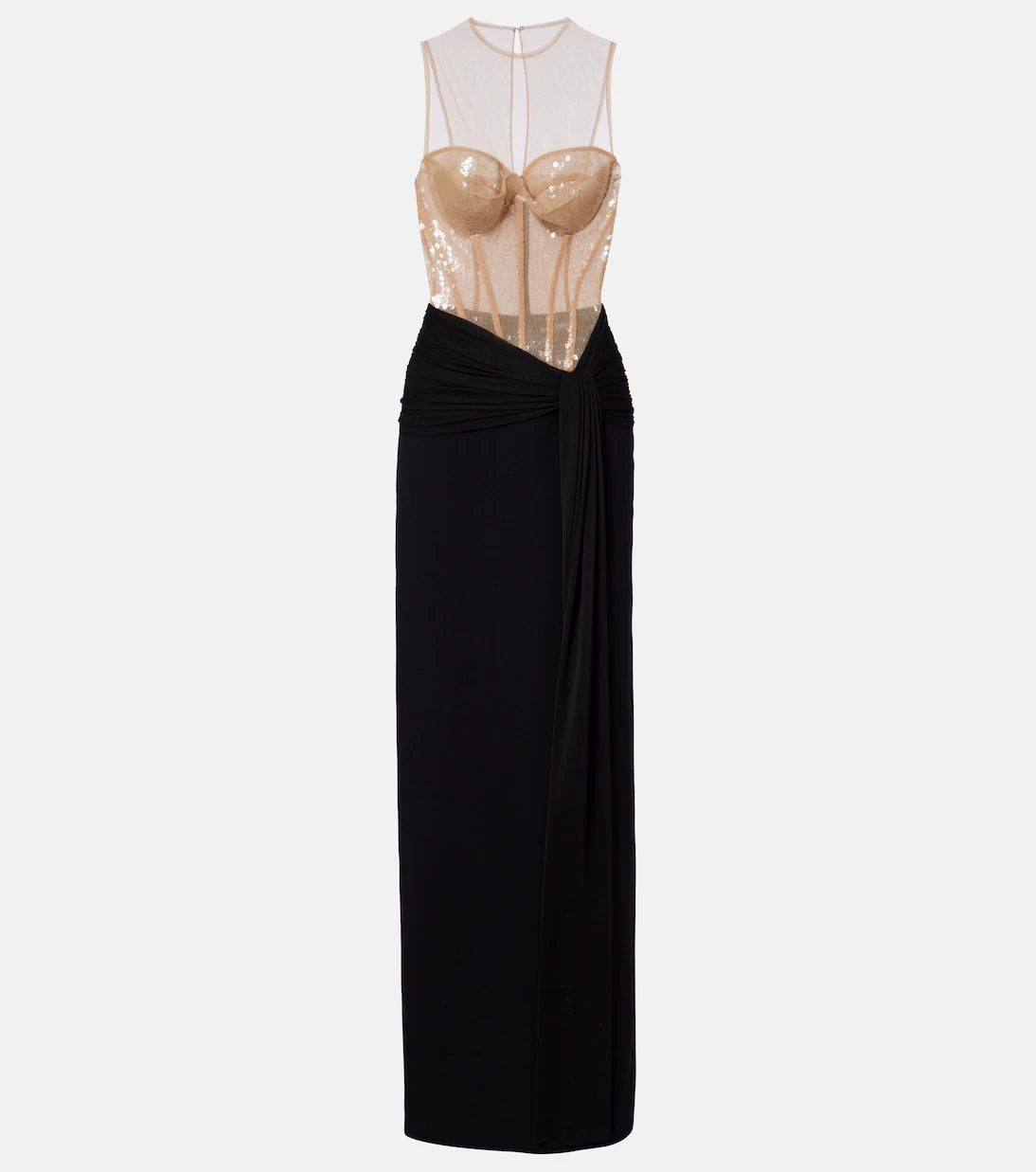 David Koma - Sequined paneled bustier gown