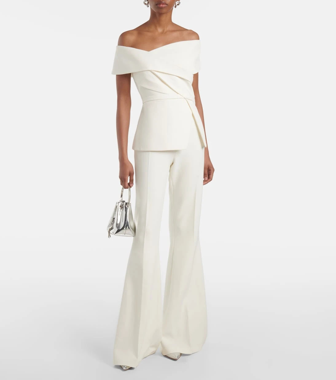 Safiyaa - Bridal Eimear off-shoulder crêpe top