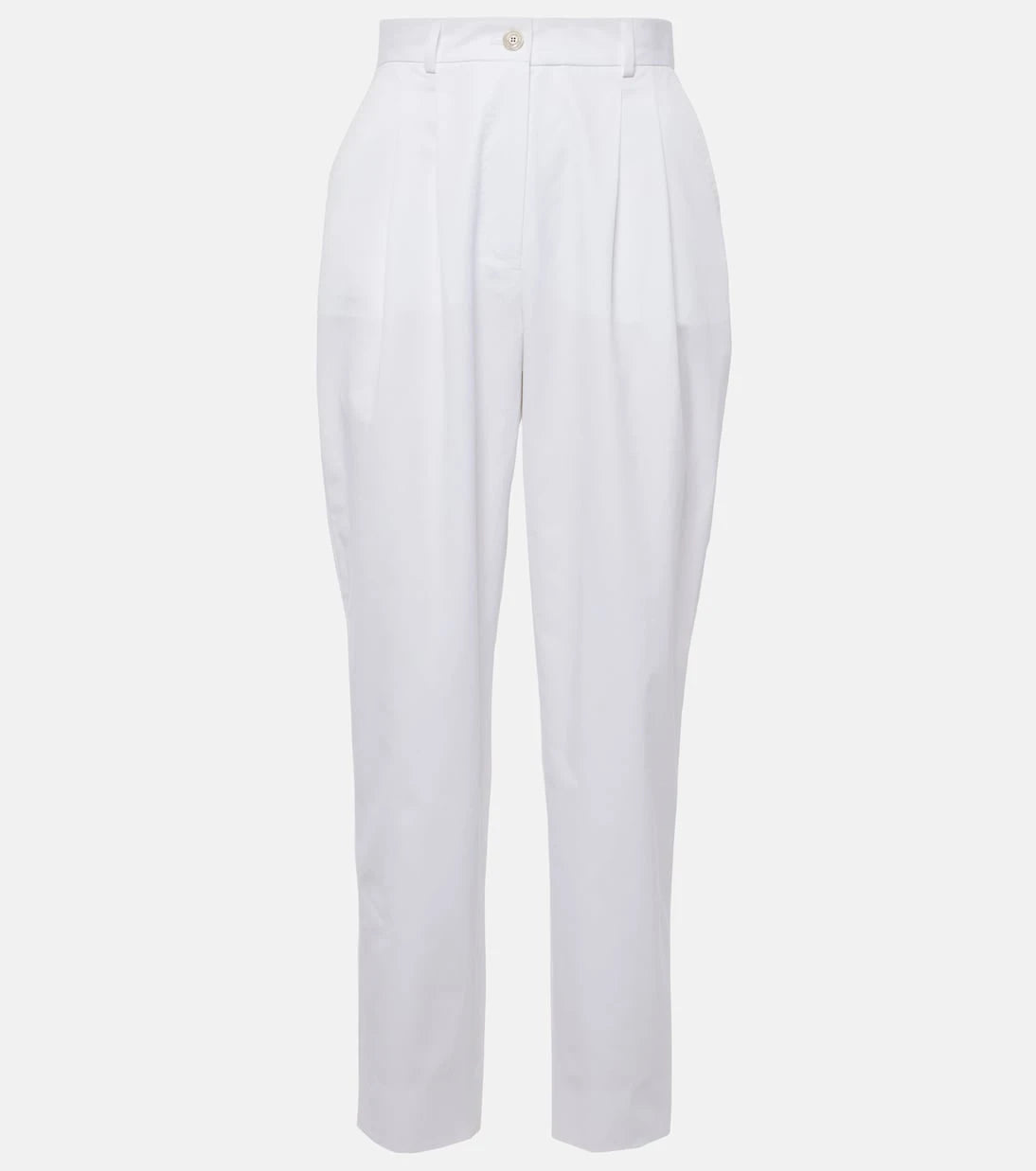 Dolce&Gabbana - بنطال قطني بخصر مرتفع وقصة مستقيمة