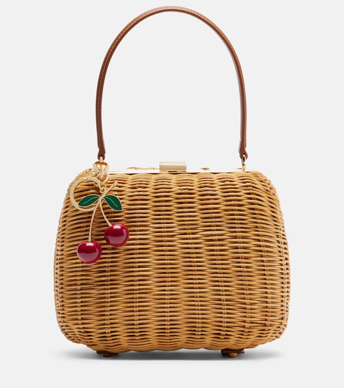 Self-Portrait - Mini rattan top-handle bag