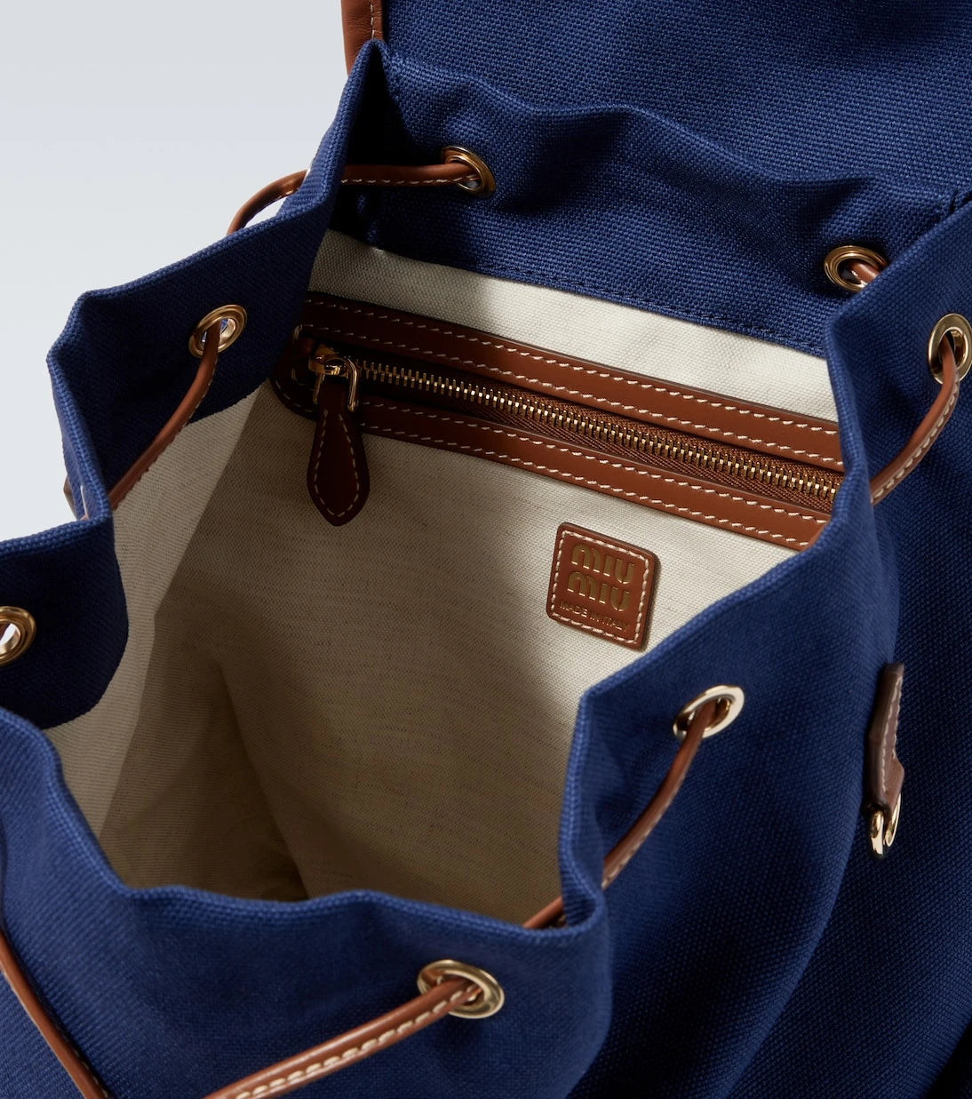 Miu Miu - Leather-trimmed canvas backpack