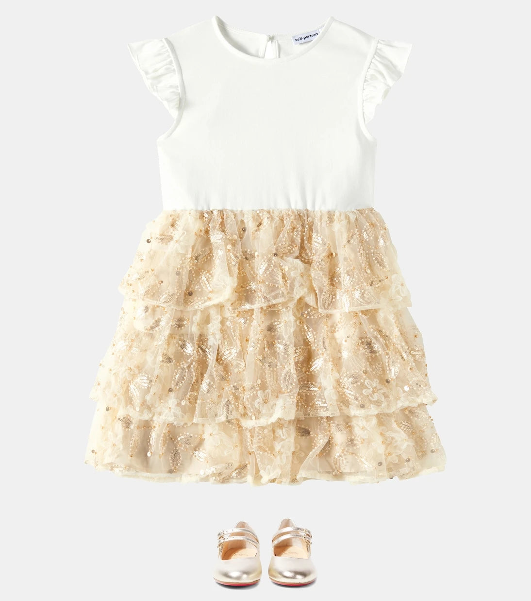 Self-Portrait Kids - Sequined jersey and tulle dress