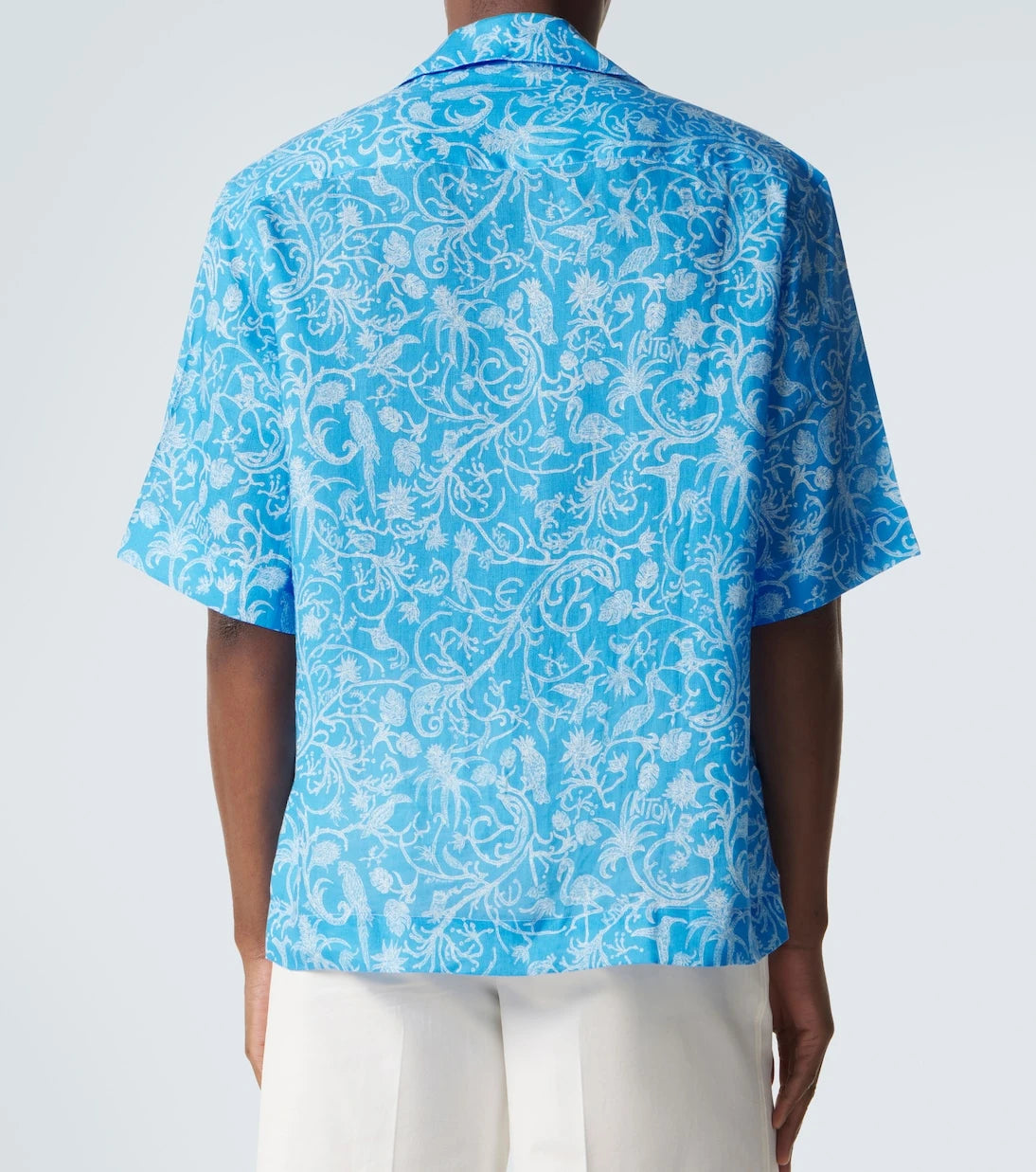 Kiton - Printed linen bowling shirt