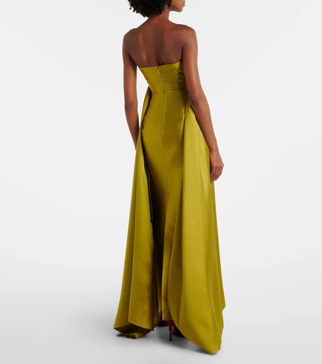 Solace London - Draped strapless satin gown