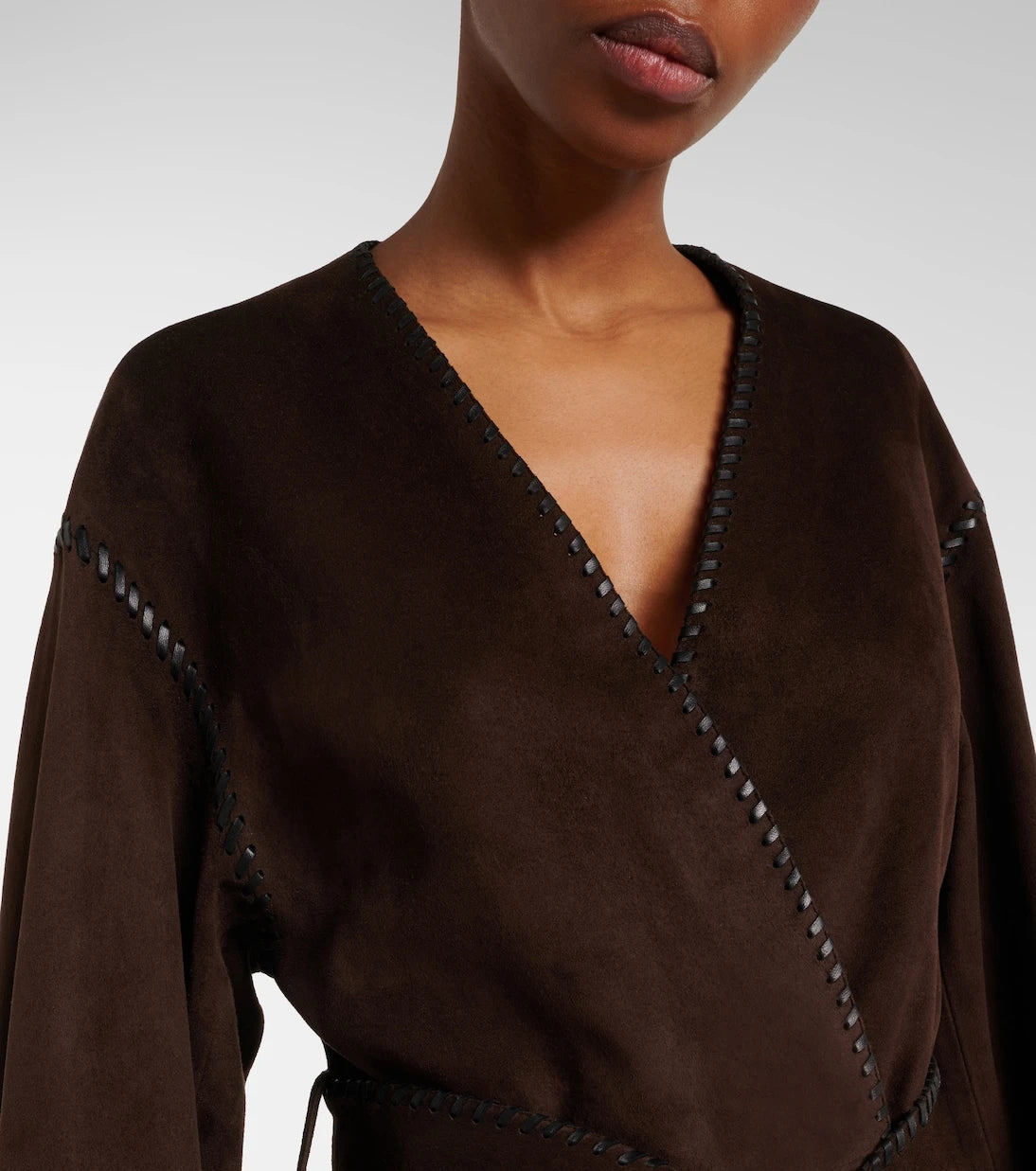 Nour Hammour - Anika suede wrap coat