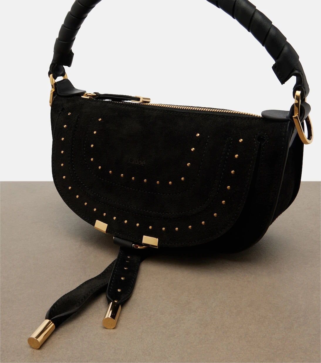 Chloé - Marcie Small studded suede shoulder bag