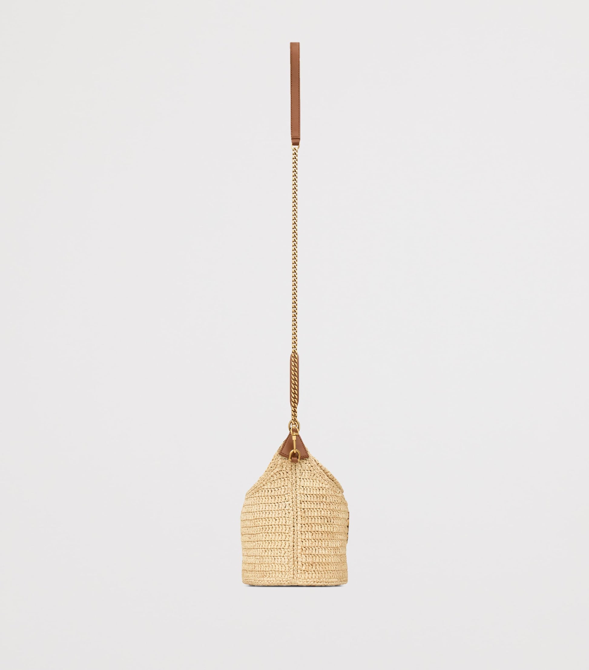 Saint Laurent Beige Raffia Gaby Bucket Bag